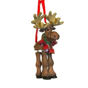 Kurt Adler Reindeer Moose With Hinged Legs Christmas Ornament 4”